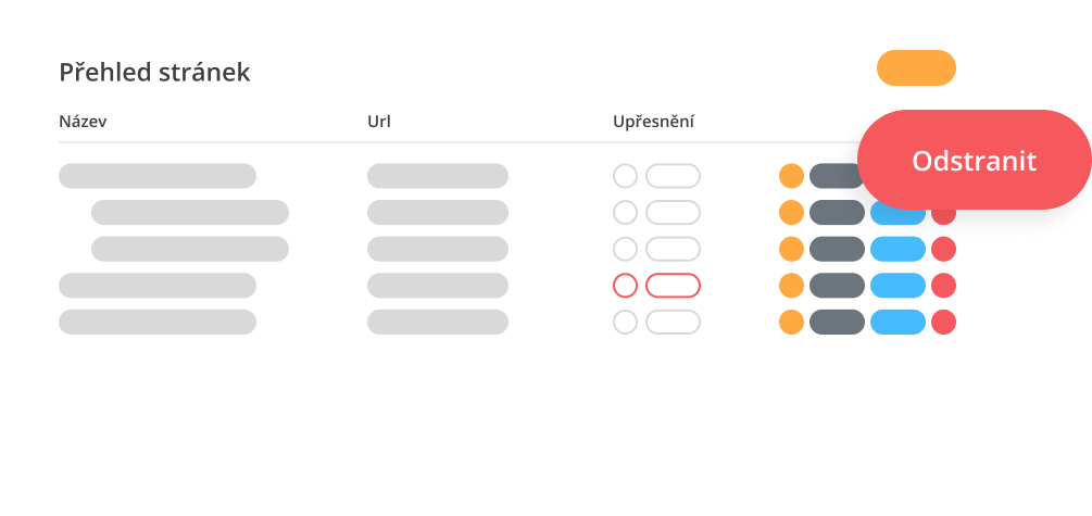 Ukázka administračního systému správy webových stránek odstranění stránky